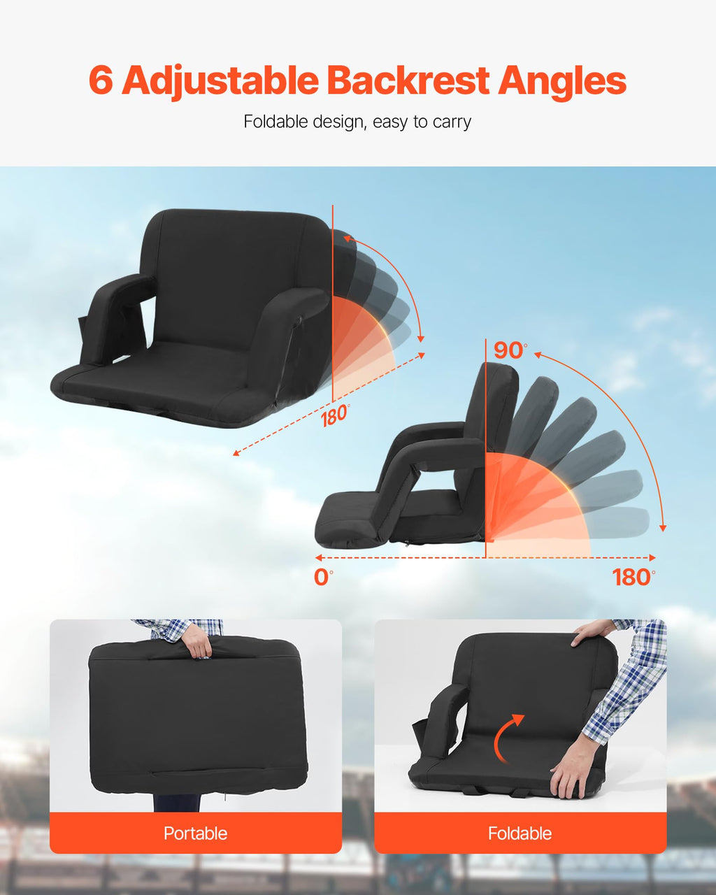 Folding Padded Stadium Seat with Cupholder K69183