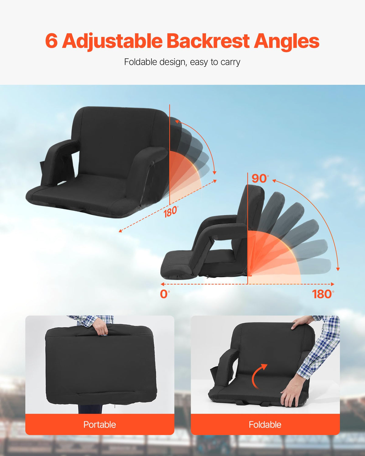 Folding Padded Stadium Seat with Cupholder K69183