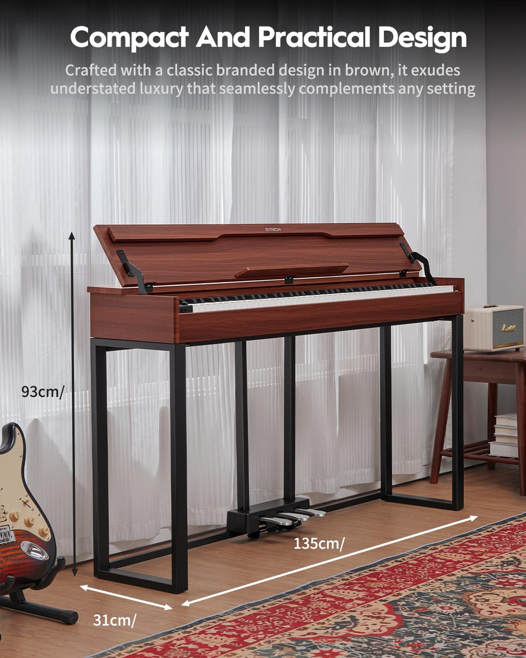 88 Keys Hammer-Action Fully Weighted Digital Piano with Furniture Stand B4370