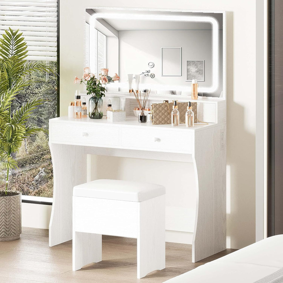 Vanity Desk with Charging Station L140