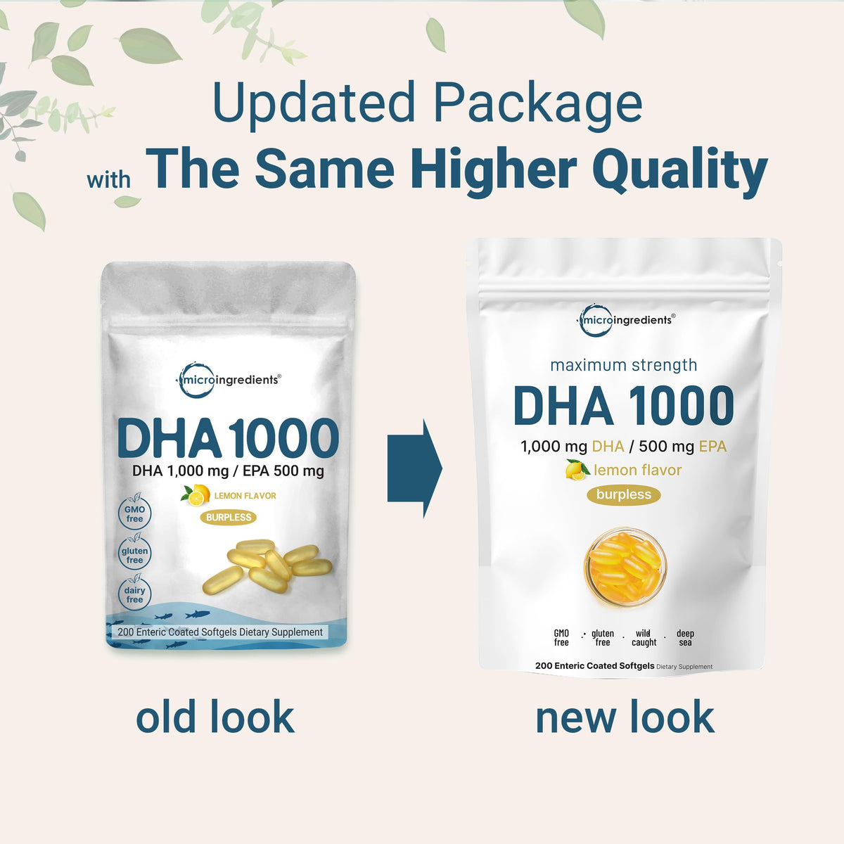 1000mg Omega 3 Fish Oil DHA EPA 200 Softgels O456357