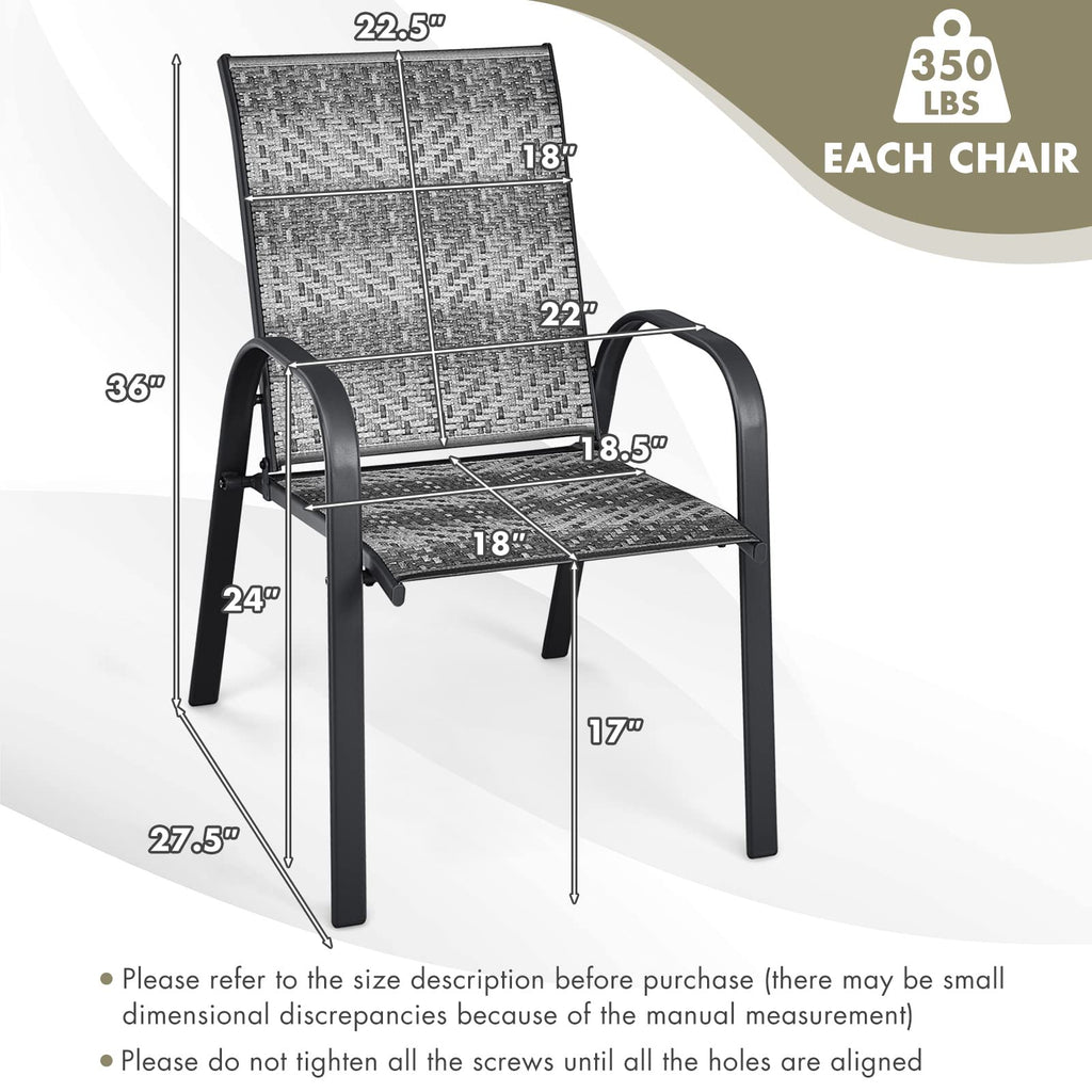 Stackable PE Wicker Patio Arm Chairs Set of 6 D268