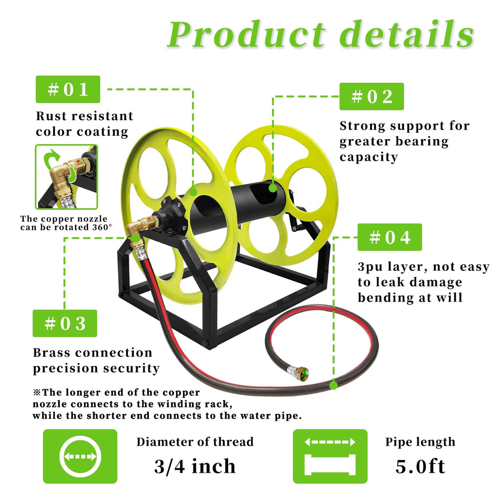 400FT Wall/Floor Mount Garden Hose Reel with Crank R181064