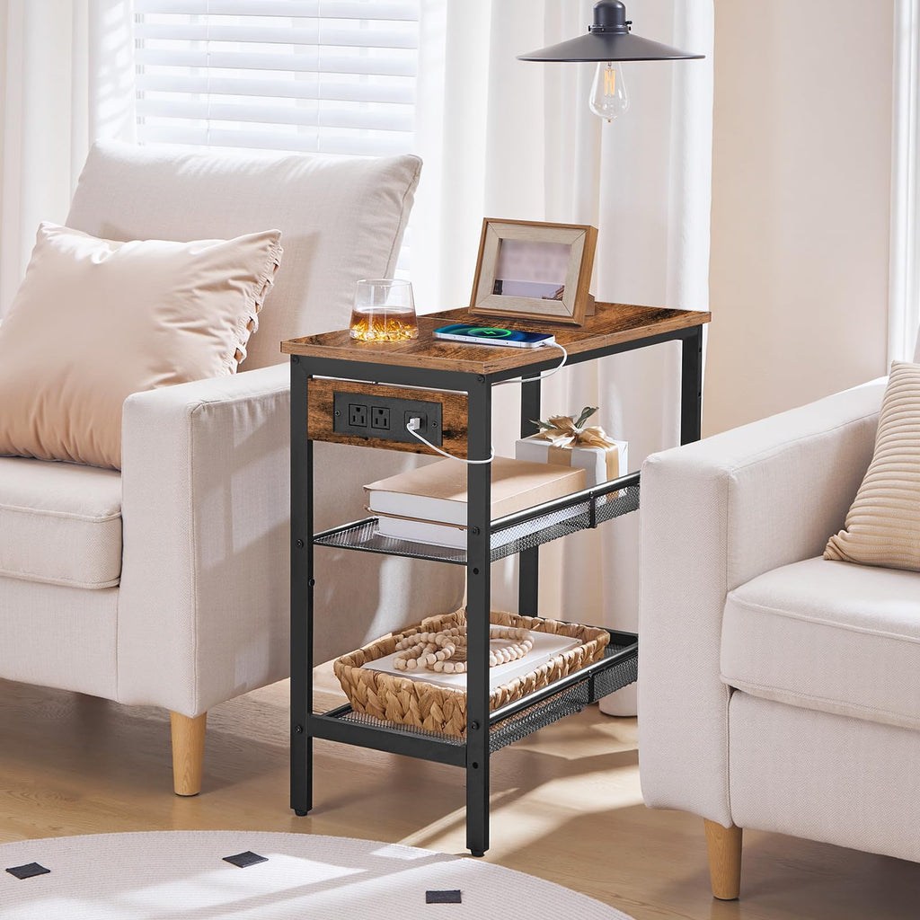 3-Tier Narrow End Table with Charging Station B20999
