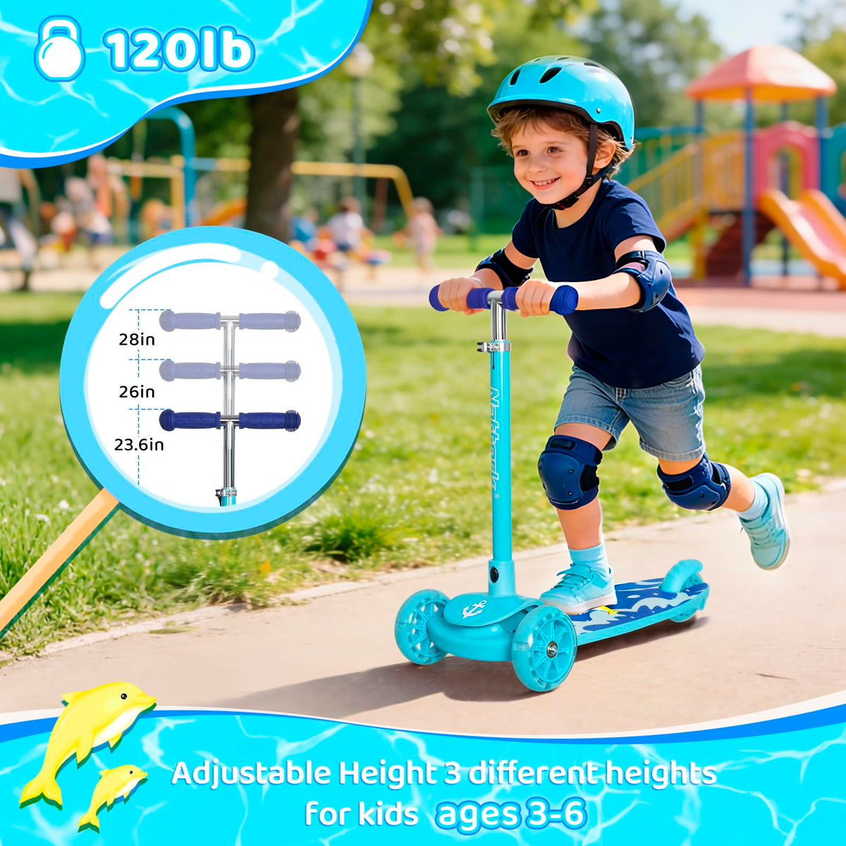 3-Wheel Toddler Kick Scooter with Light-Up Wheels R89673