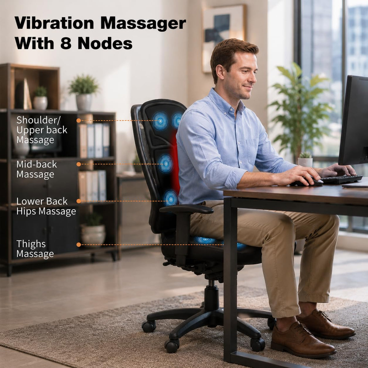 Vibration Back Massager with Heat and 8 Vibration R63951