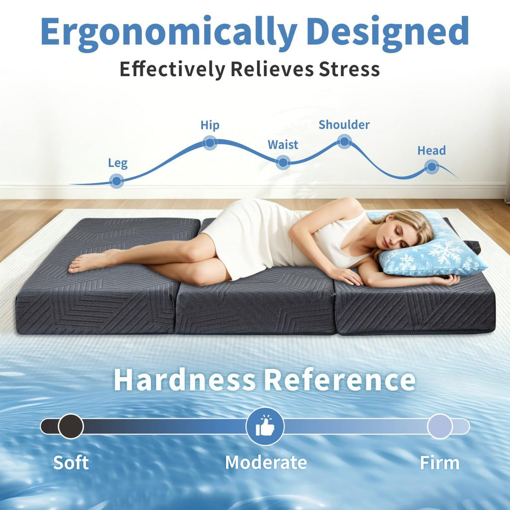 6 Inch Foldable Memory Foam Mattress Queen Size T15529
