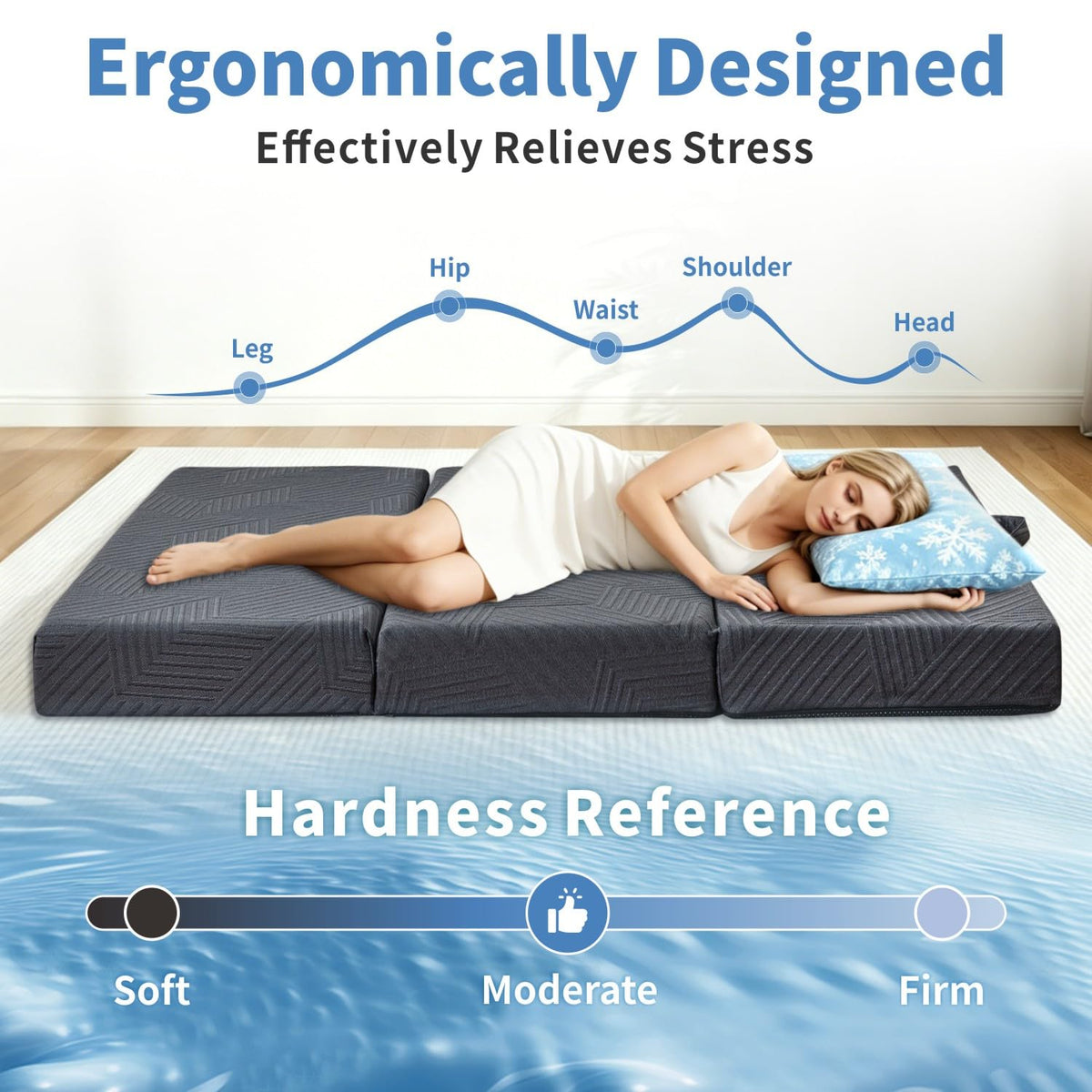 6 Inch Foldable Memory Foam Mattress Queen Size T15529