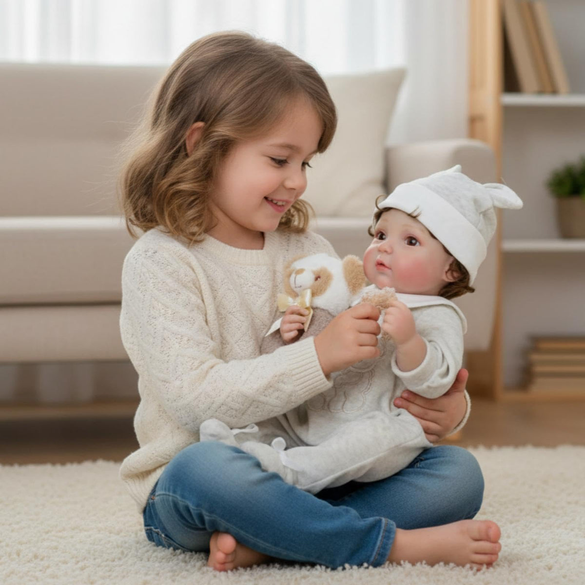 20-Inch Realistic Reborn Baby Doll with Hand-Rooted Hair B1410