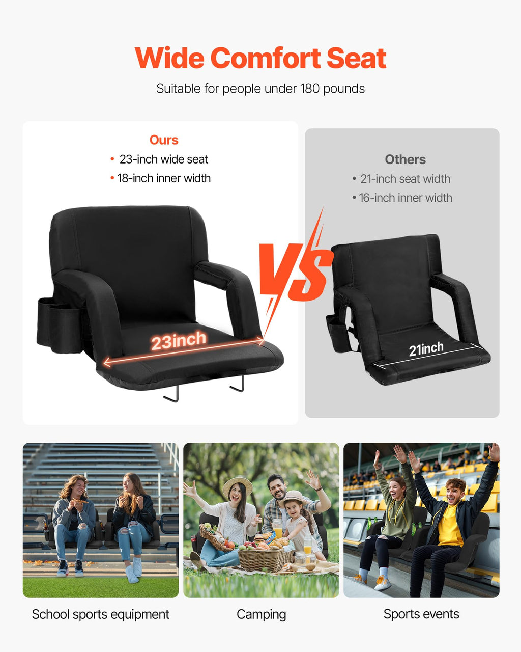 Folding Padded Stadium Seat with Cupholder K69183