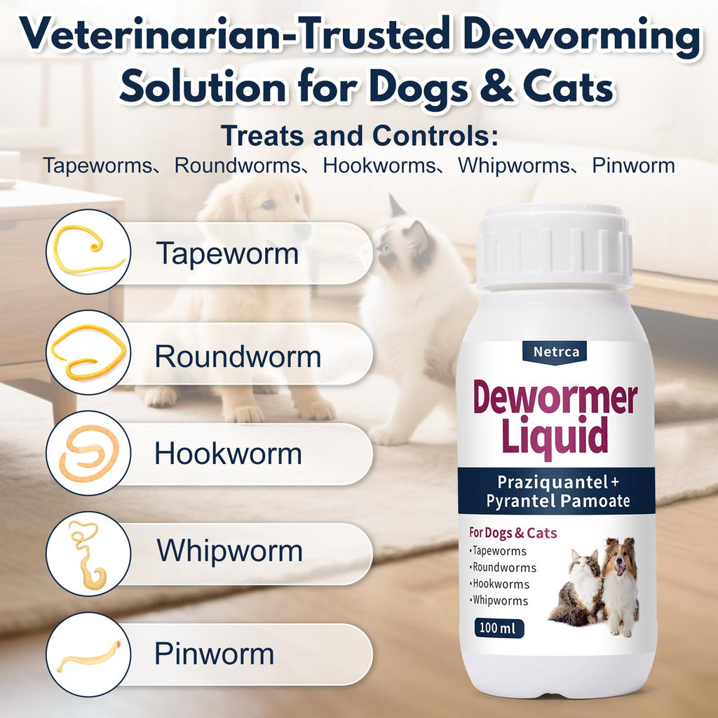 Dewormer Liquid for Dogs & Cats, 100ml A48334