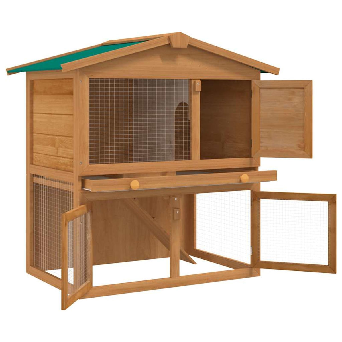 2-Tier Wooden Rabbit Hutch with Ramp S676