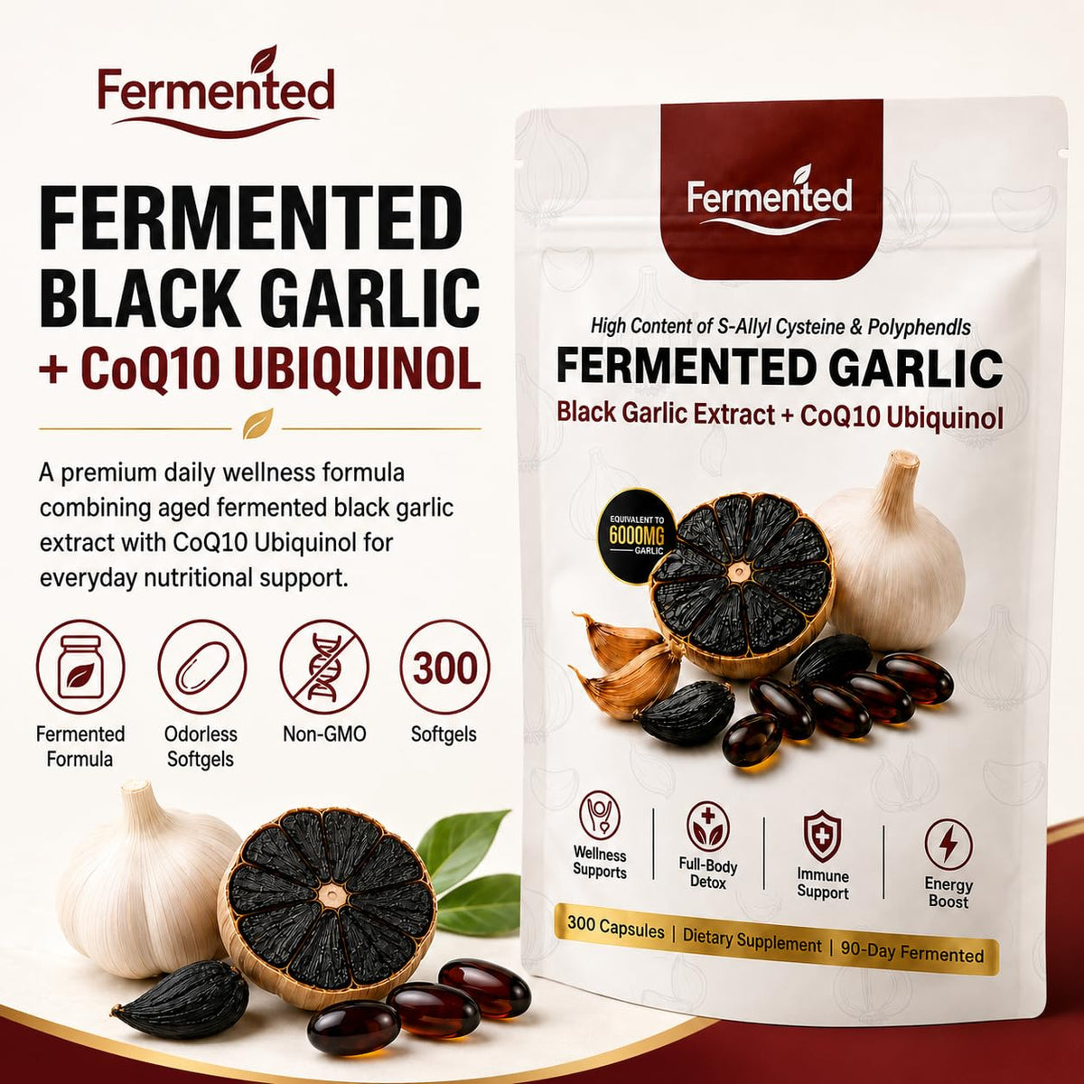 Black Garlic Coq10 Ubiquinol Softgels F93490