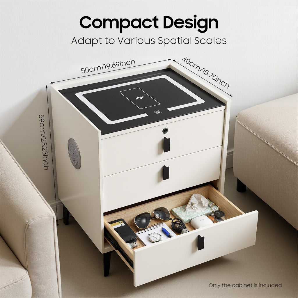 LED Nightstand with Charging Station and Drawers C34053