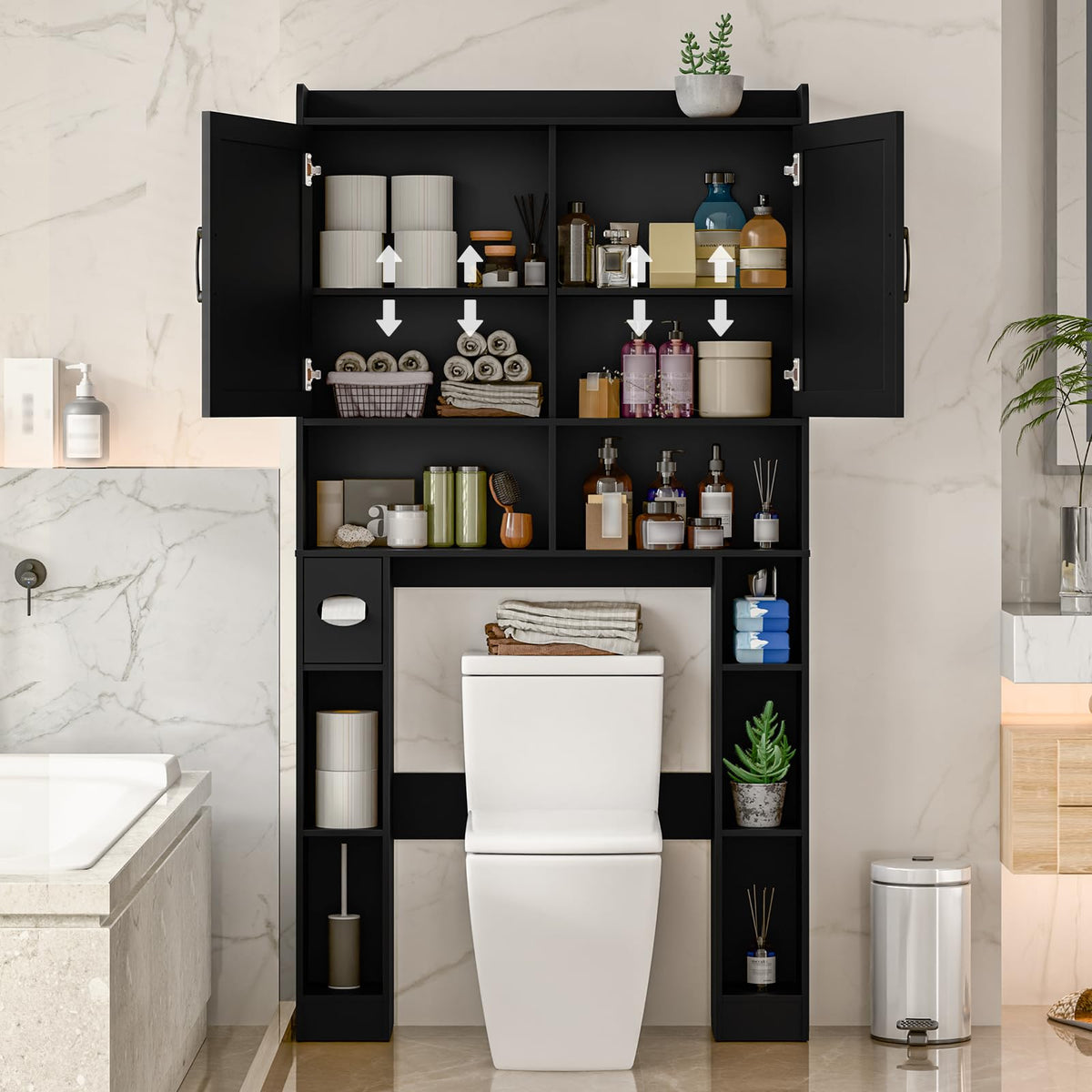 Over The Toilet Storage Cabinet with Barn Doors D203046