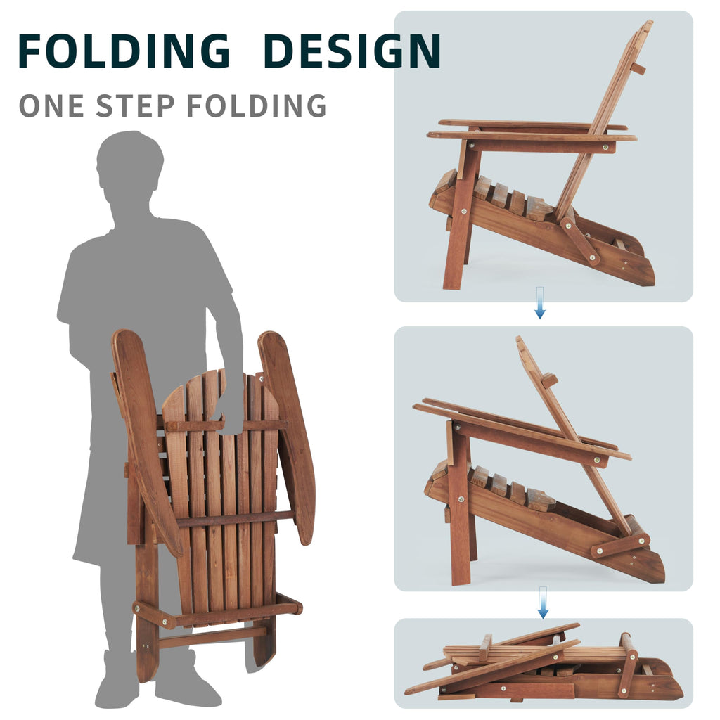 Folding Adirondack Chairs Set of 2 Solid Cedar Wood T15034