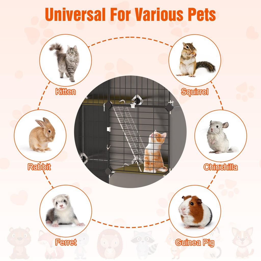 3-Tier Cat Cage with Litter Box, Hammock & Ladders Q173069