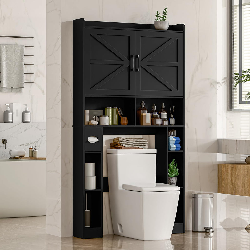 Over The Toilet Storage Cabinet with Barn Doors D203046