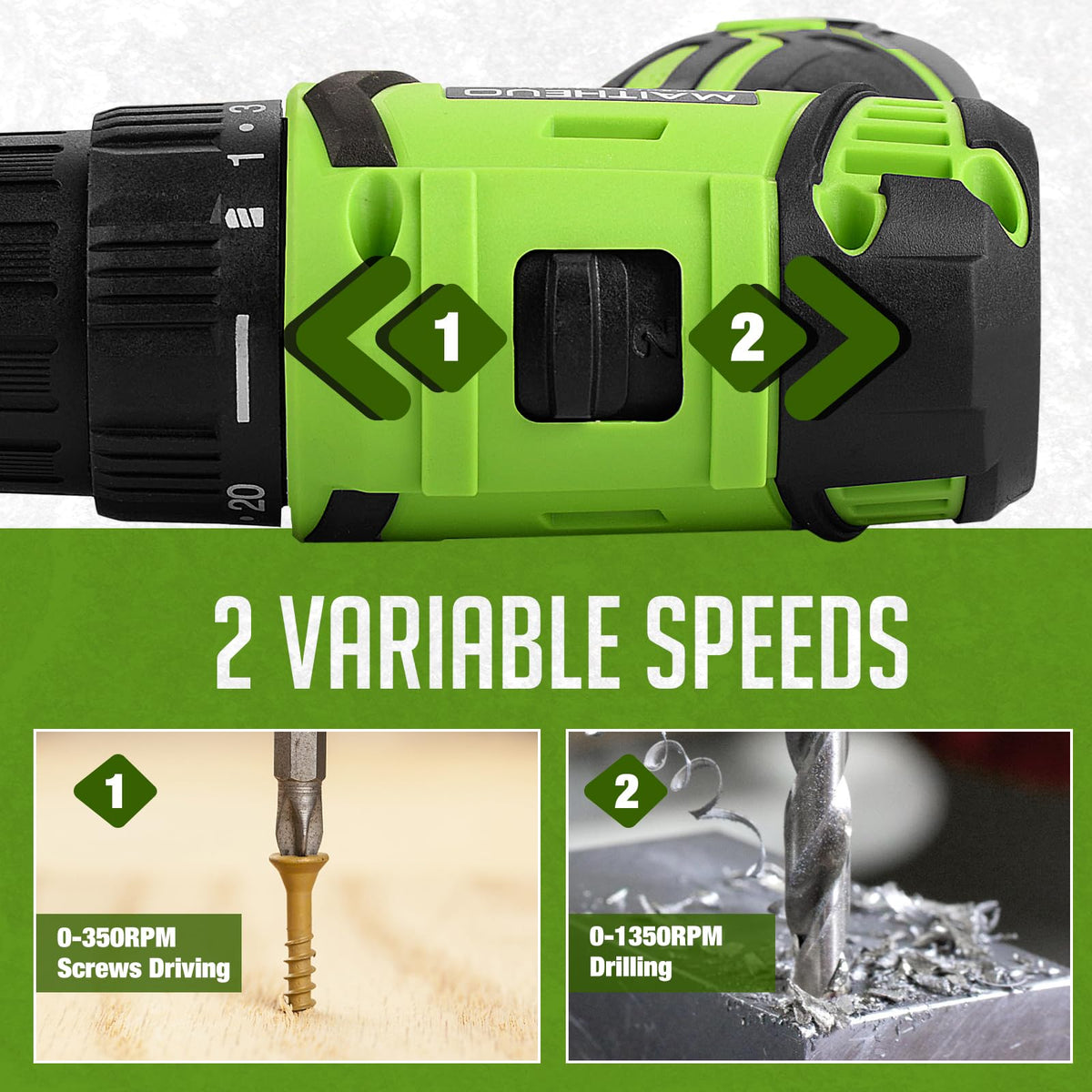 16.8V Cordless Brushless Power Drill with Battery and Charger E940