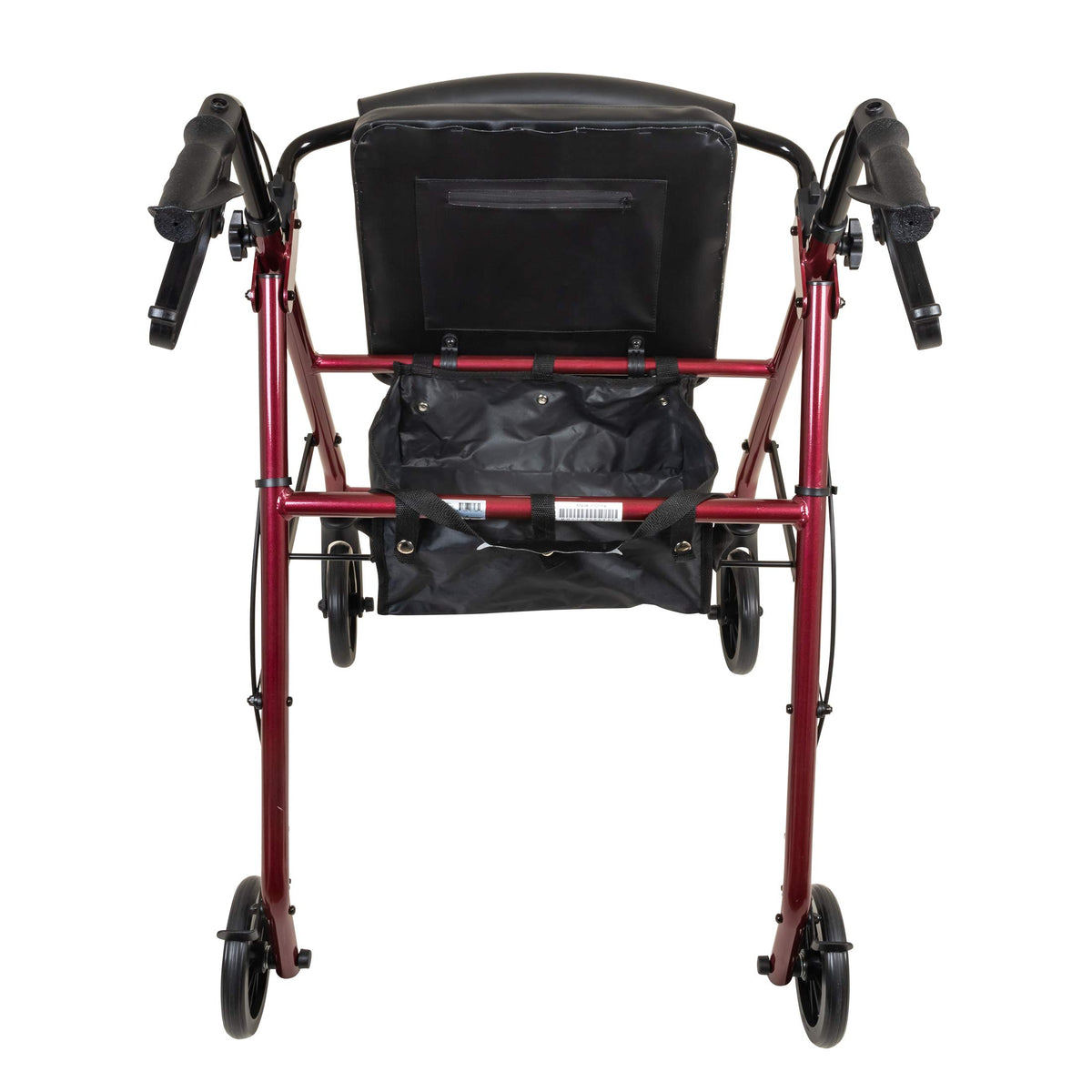 Aluminum Rollator Walker with Seat, 6-inch Wheels, Foldable, Burgundy L3625