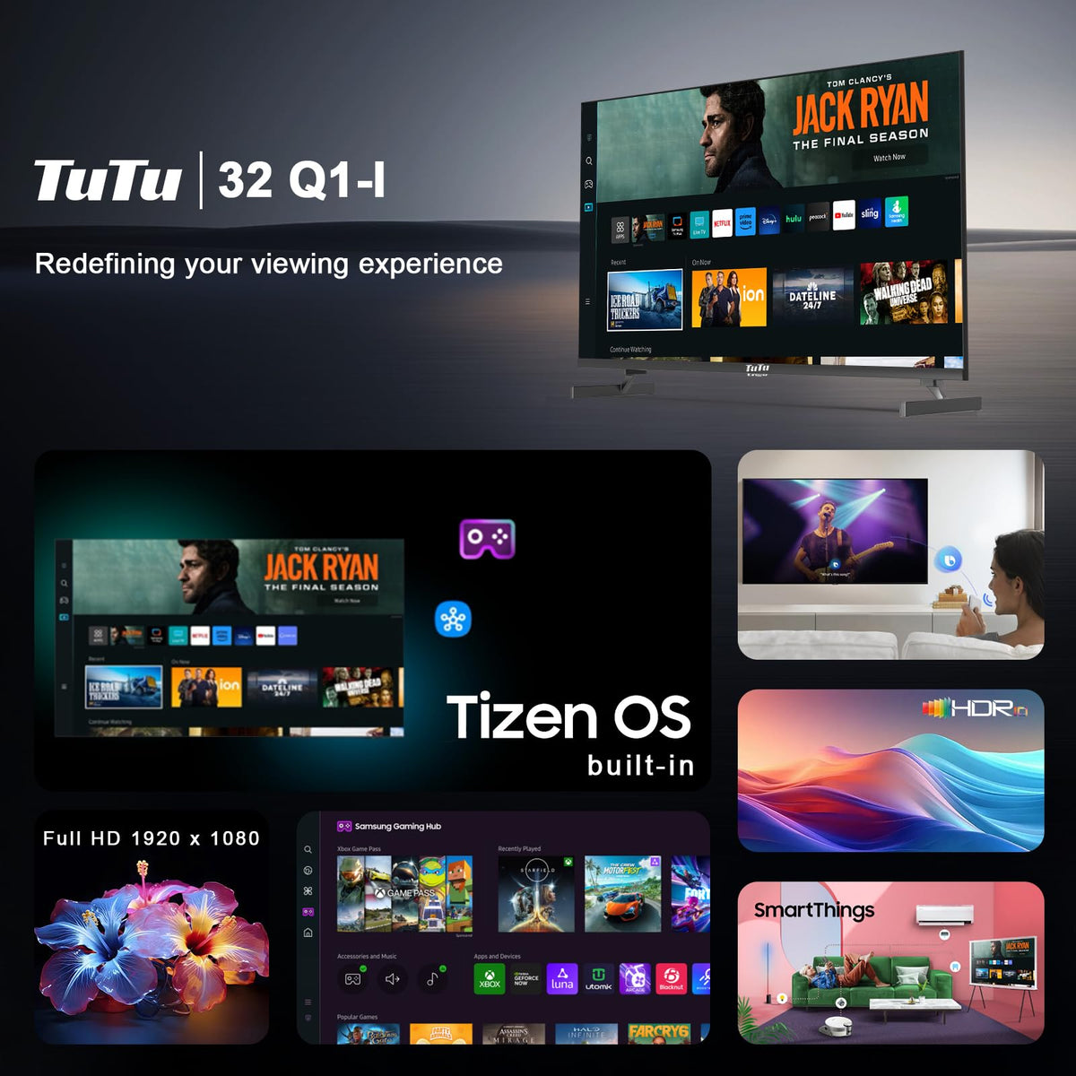 32 Inch FHD Smart TV 1080p Full HD Central Stand with HDR Dolby Audio R67008