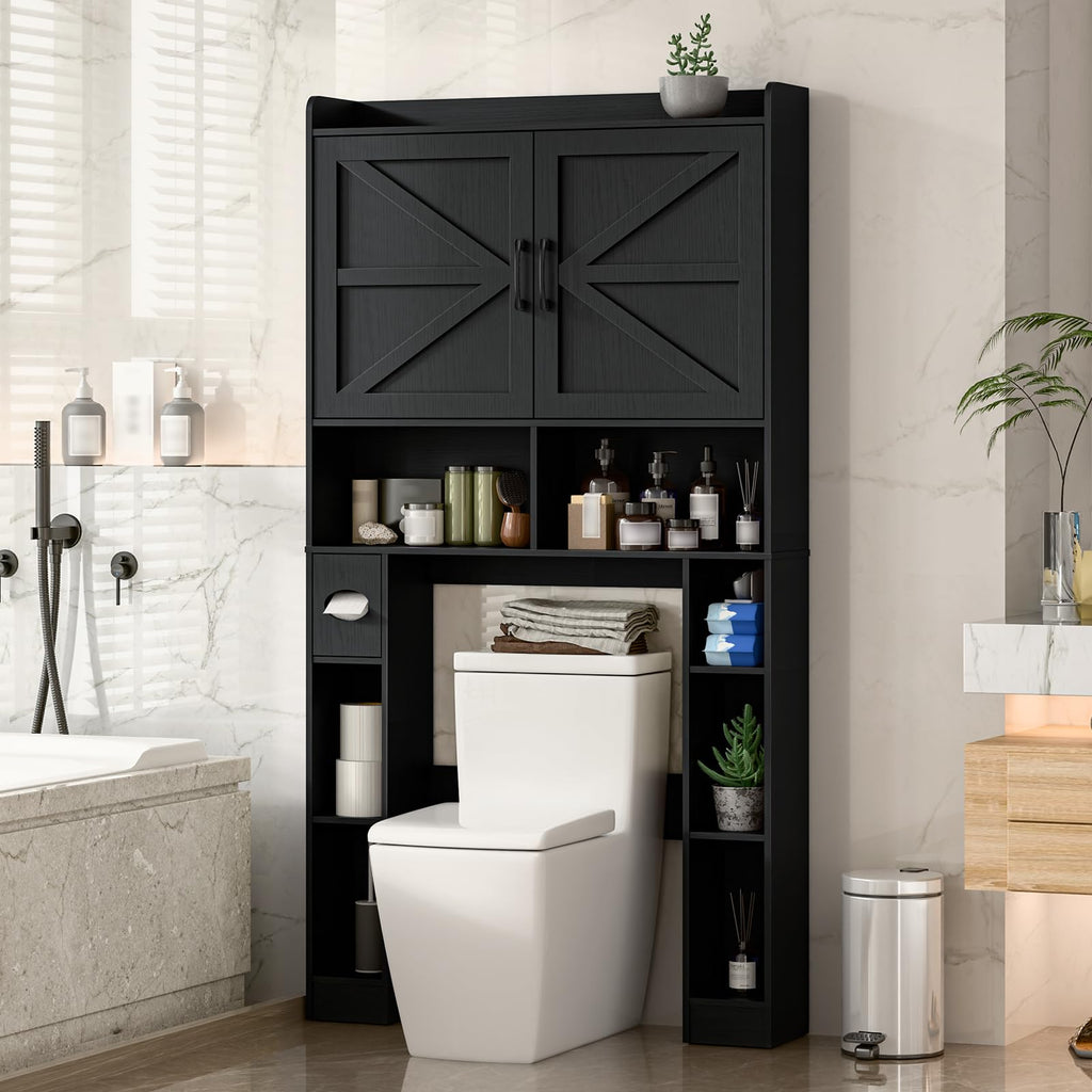 Over The Toilet Storage Cabinet with Barn Doors D203046