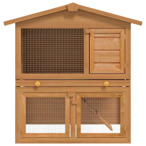 2-Tier Wooden Rabbit Hutch with Ramp S676