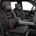 Waterproof Nappa Leather Car Seat Covers 5 Seats Black Red K198202