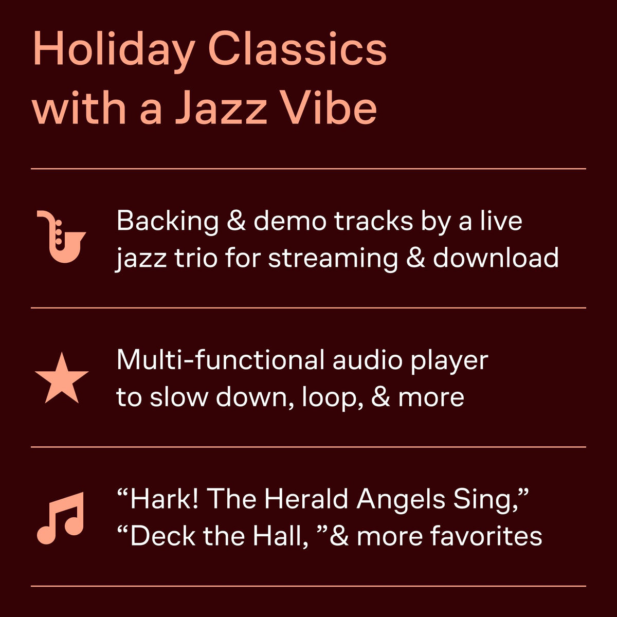 Alto Sax Christmas Jazz Sheet Music Book with Online Audio O6335