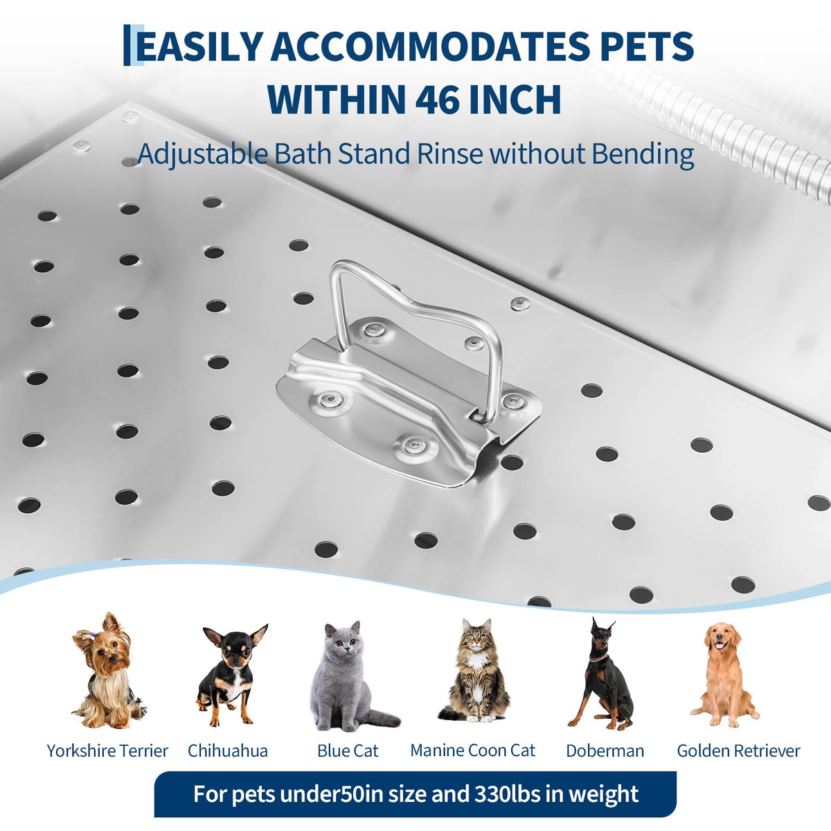 46 Inch Stainless Steel Dog Washing Station with Stair W62182