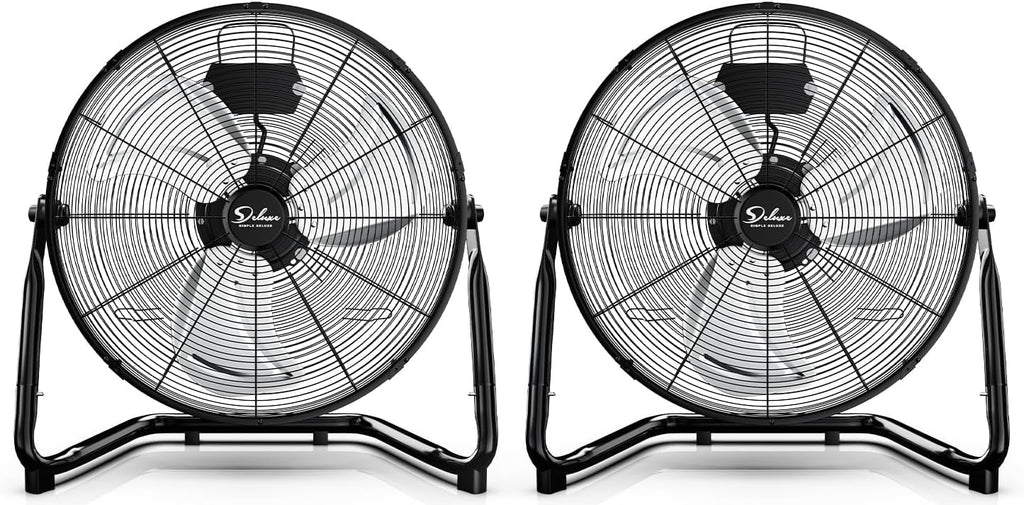18 Inch 3-Speed High Velocity Metal Industrial Floor Fans Black 2 Pack P22321