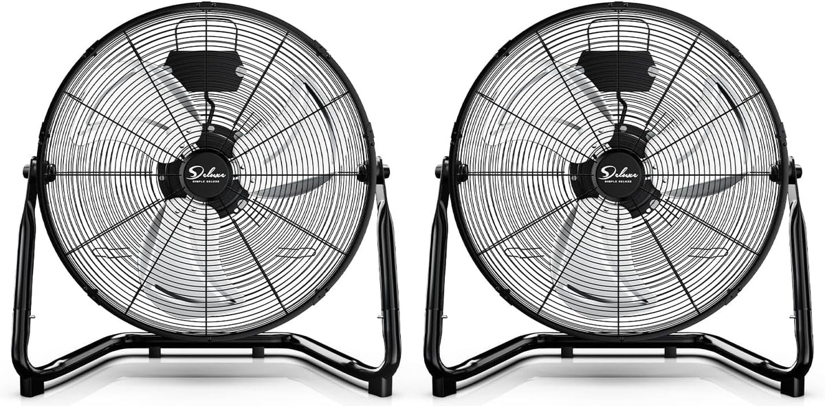 18 Inch 3-Speed High Velocity Metal Industrial Floor Fans Black 2 Pack P22321