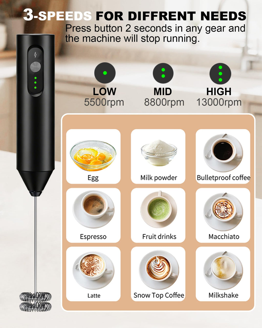 Rechargeable Handheld Milk Frother W892