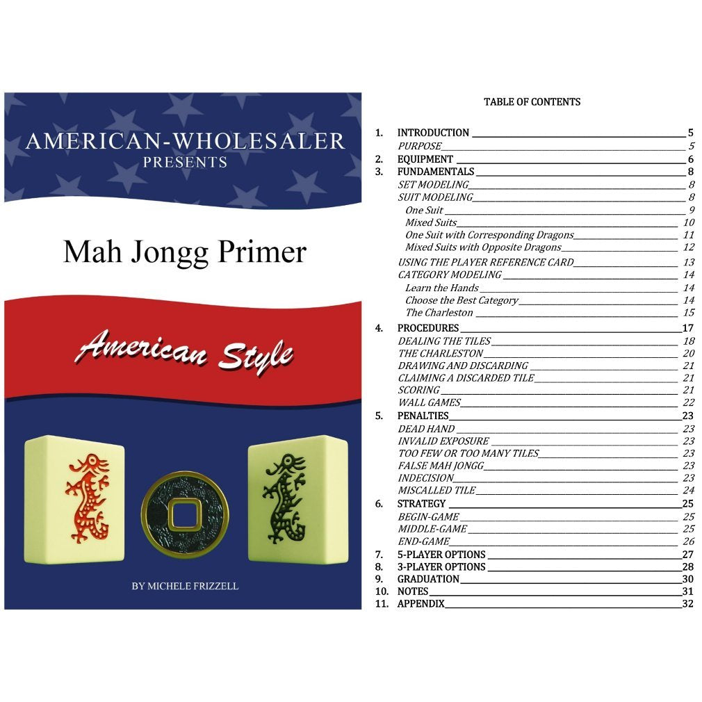 American Mahjong Set 166 White Tiles 4 All-in-One Rack/Pushers Blue Soft Bag Q591527