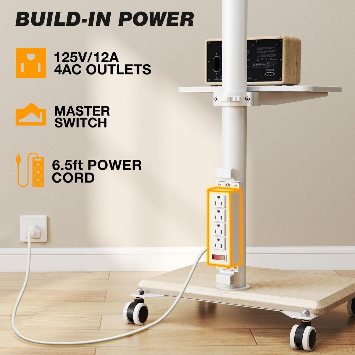 Rolling TV Stand with Power Outlet for 32-60 inch TVs A75819