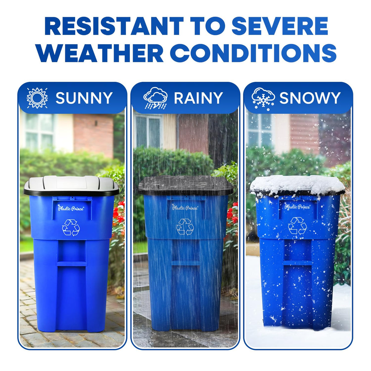 50 Gallon Blue Plastic Trash Can with Lid and Wheels B165