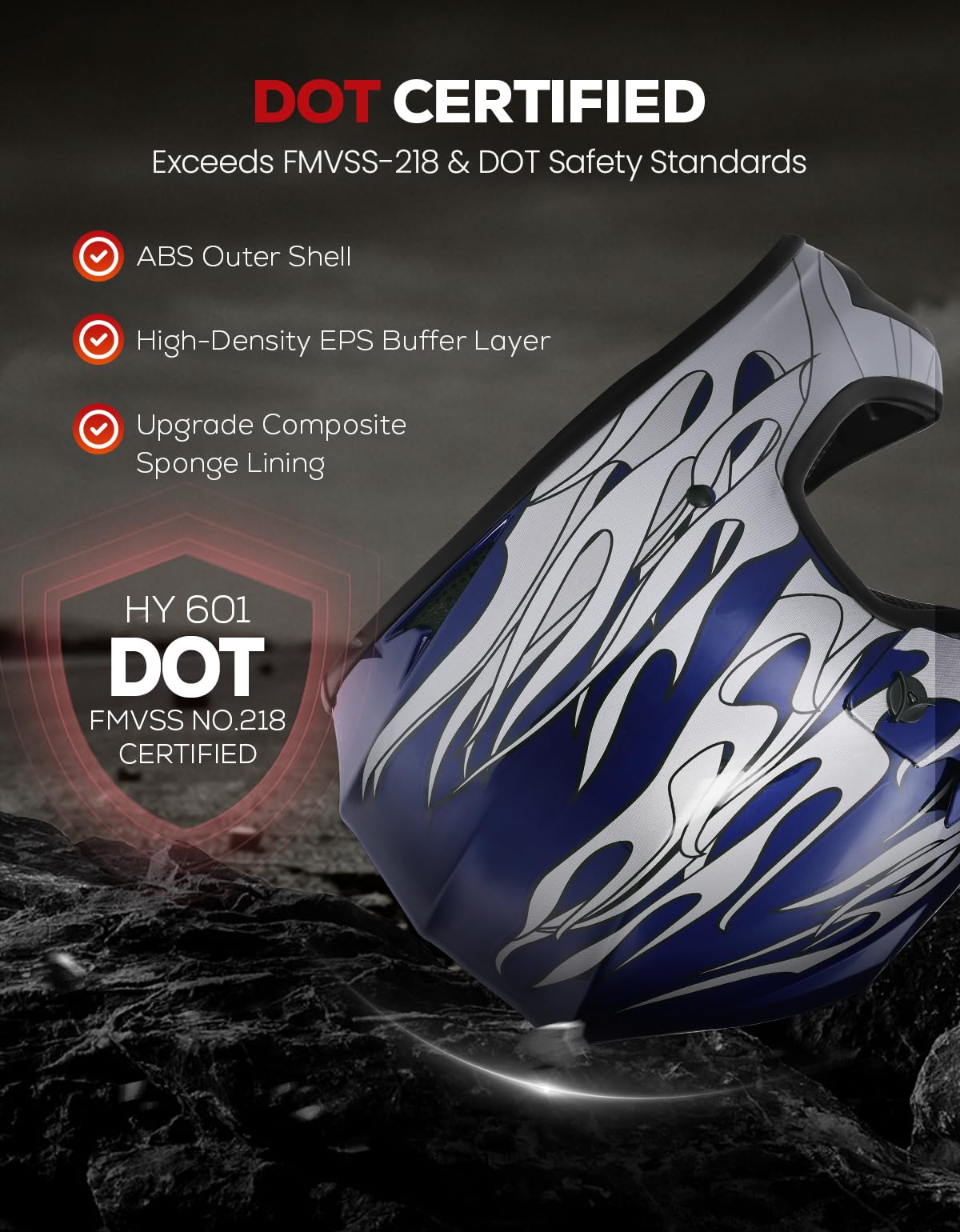 Youth DOT Approved Full Face Motocross Helmet D3856