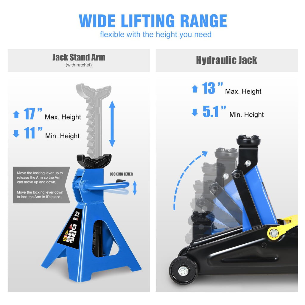 2 Ton Car Jack and Stands Kit Blue H9122