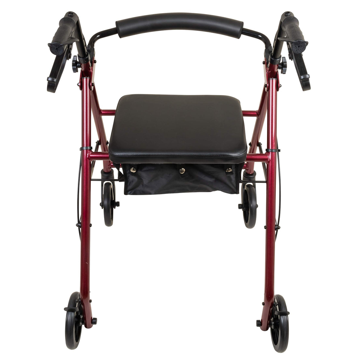 Aluminum Rollator Walker with Seat, 6-inch Wheels, Foldable, Burgundy L3625