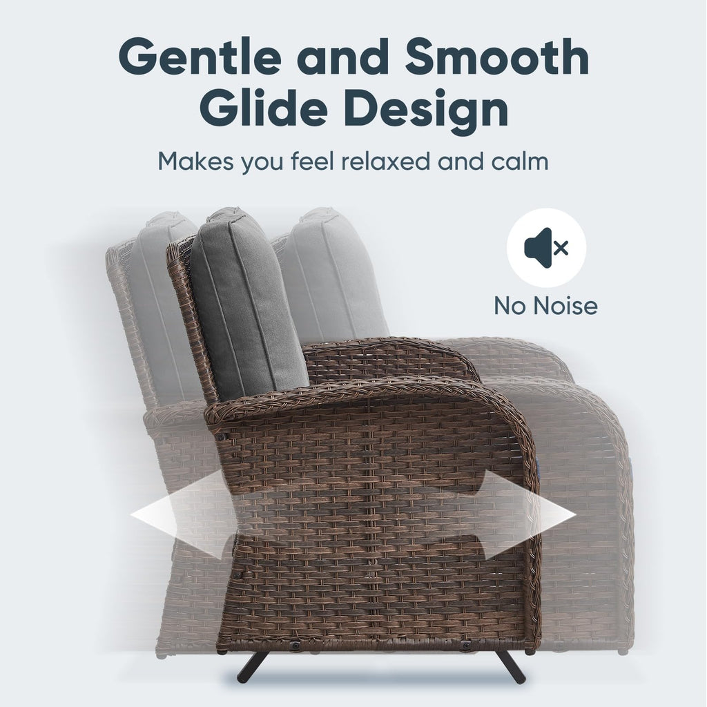 Brown 2 Seater Wicker Outdoor Glider Bench B923