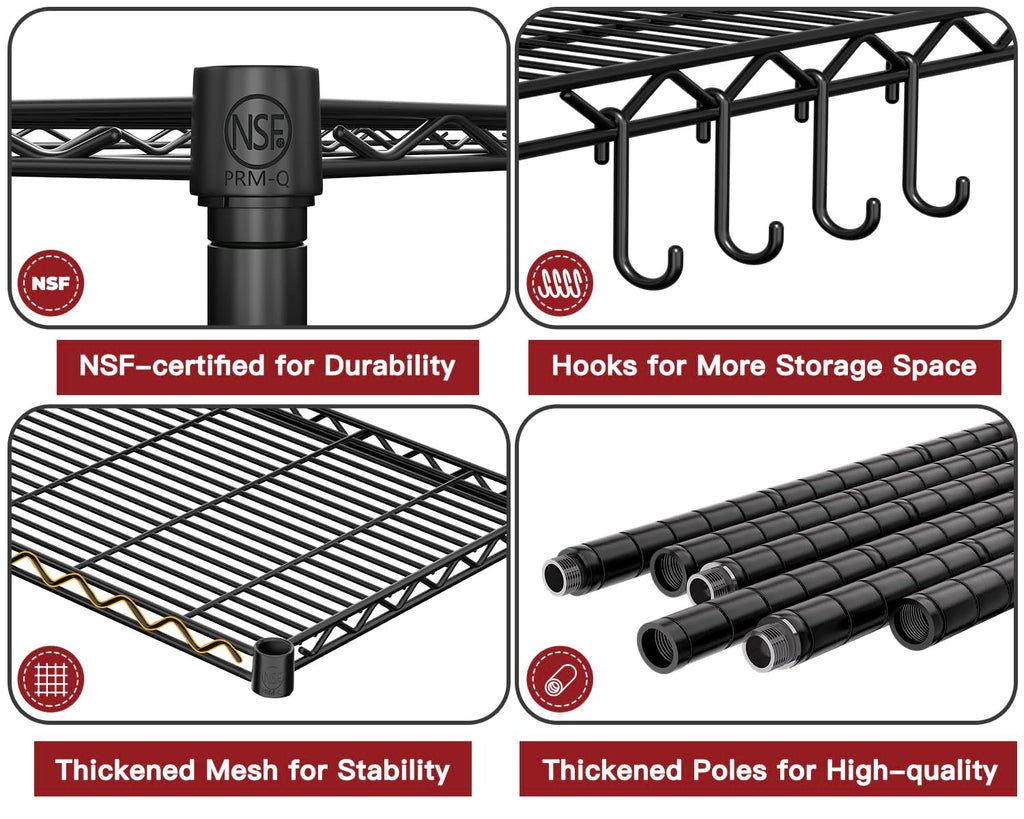 Wire Storage Rack with Wheels Metal Shelving B87396
