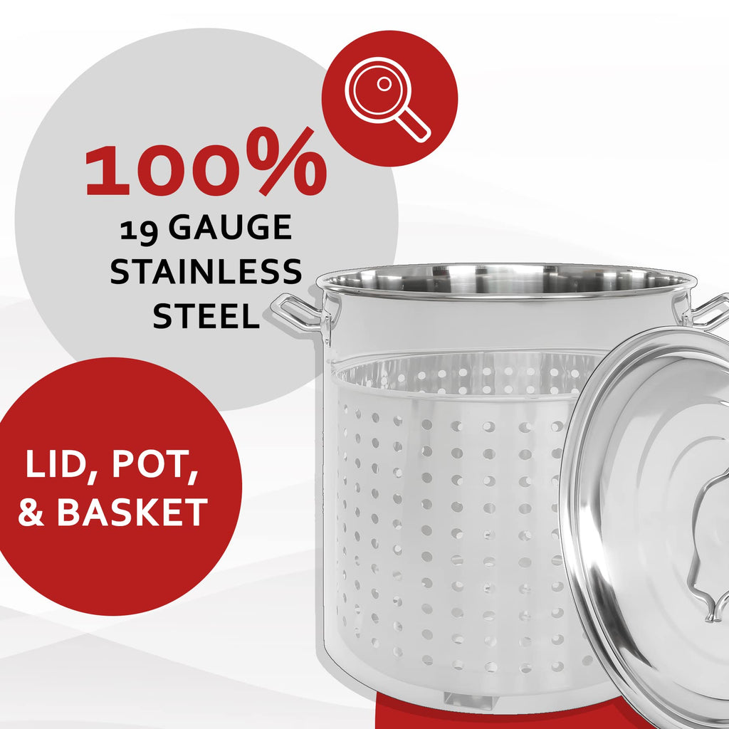 Stainless Steel Stock Pot with Steamer Basket 40 Quart Z904
