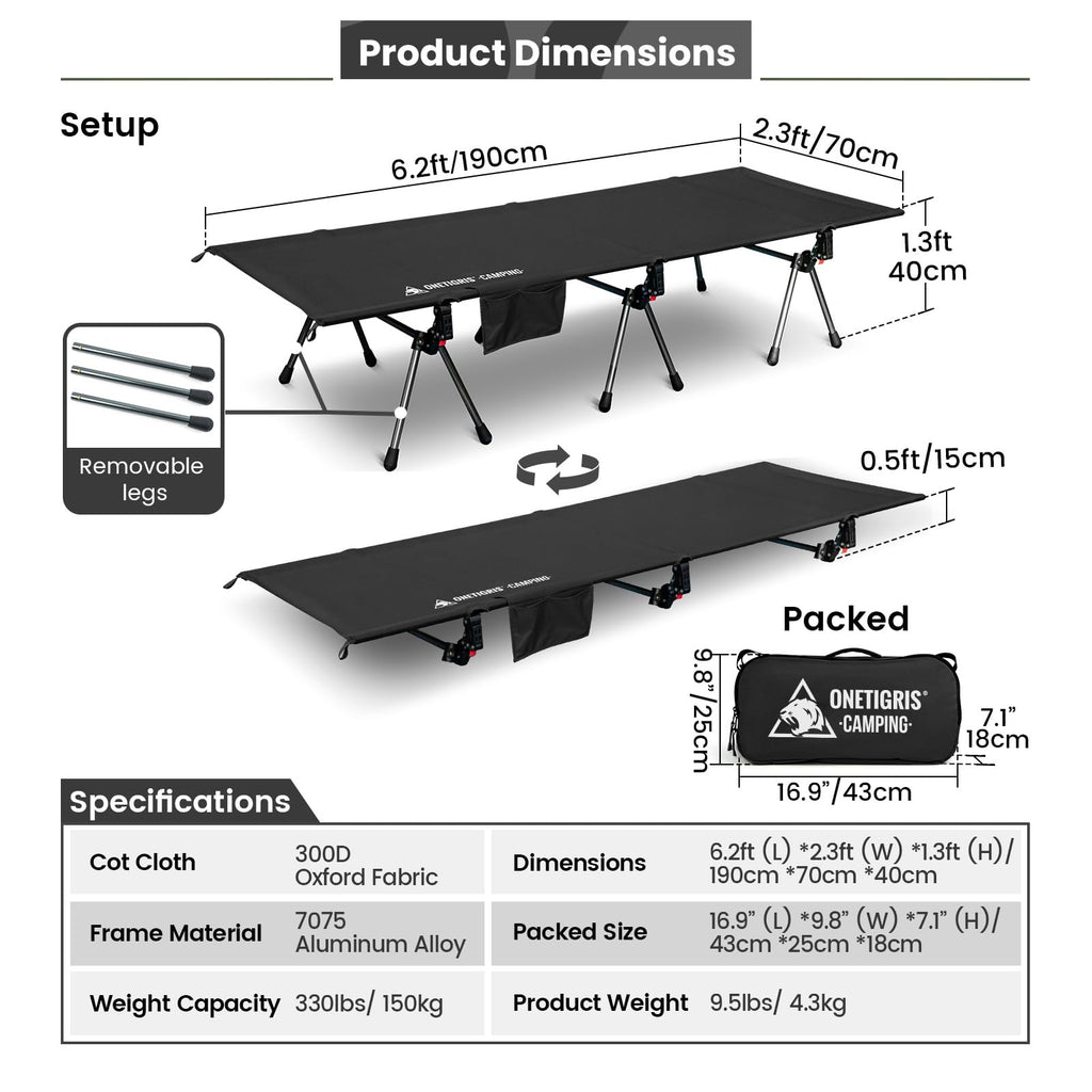 Height Adjustable Folding Camping Cot H8708