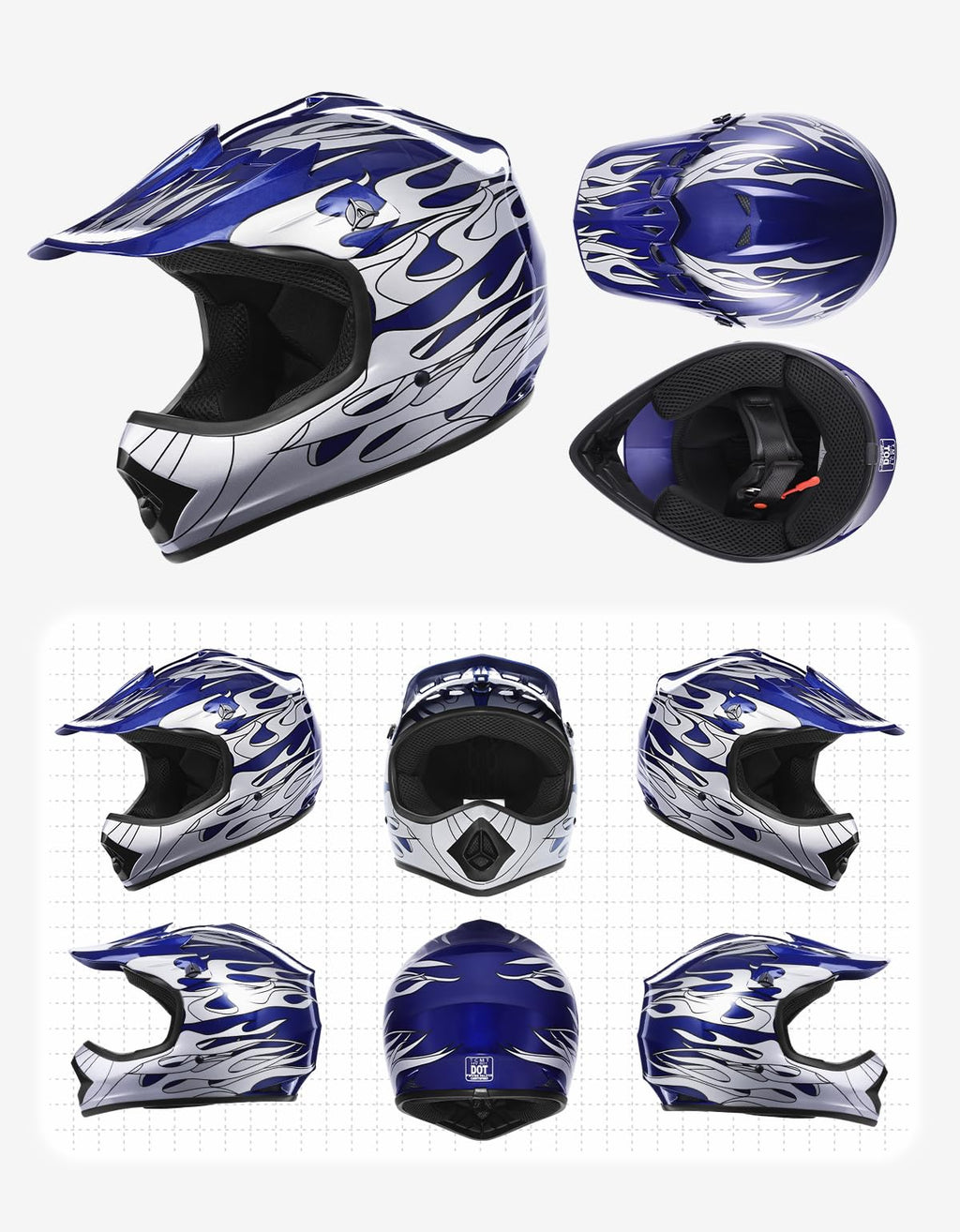 Youth DOT Approved Full Face Motocross Helmet D3856