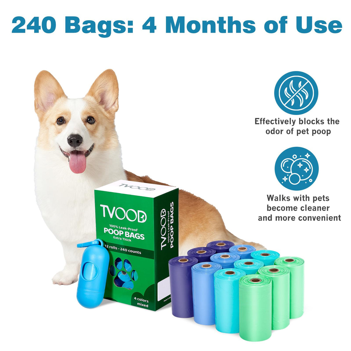 Dog Poop Bags Rolls 240 Count Leakproof O35642