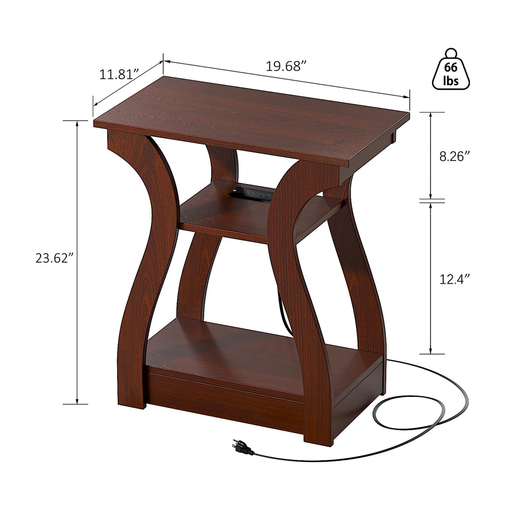 Cherry End Tables Set of 2 with Charging Station K4110