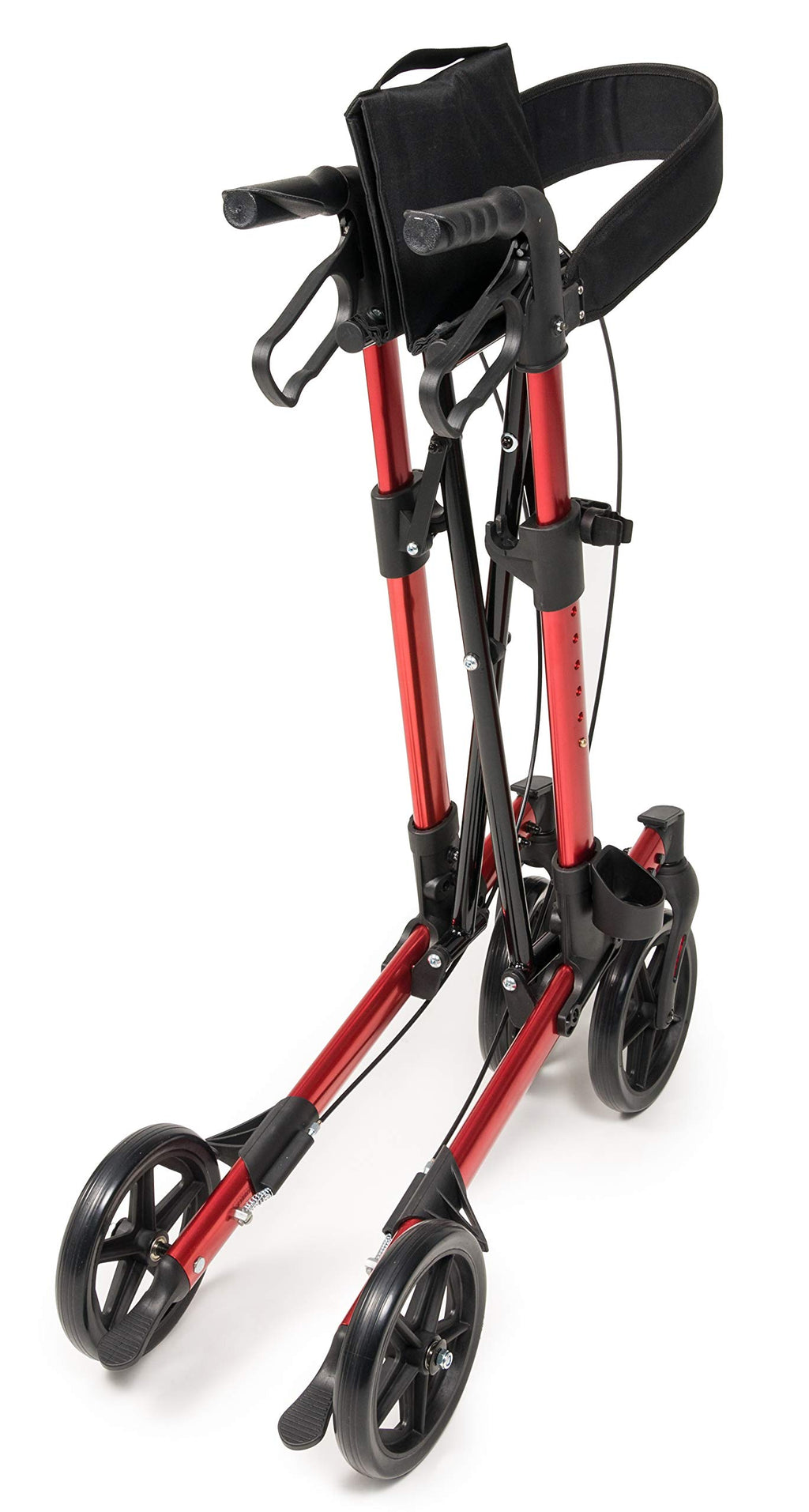 Tall Rollator Walker with Seat 8” Wheels Apple Red B94478