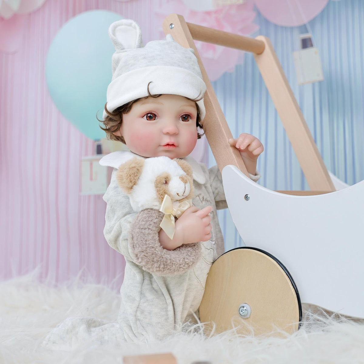 20-Inch Realistic Reborn Baby Doll with Hand-Rooted Hair B1410