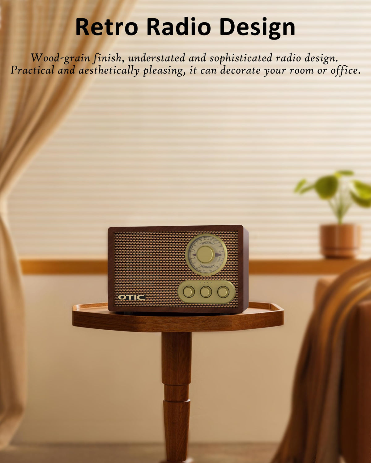 Vintage Wood AM/FM Bluetooth Radio with Speakers S951