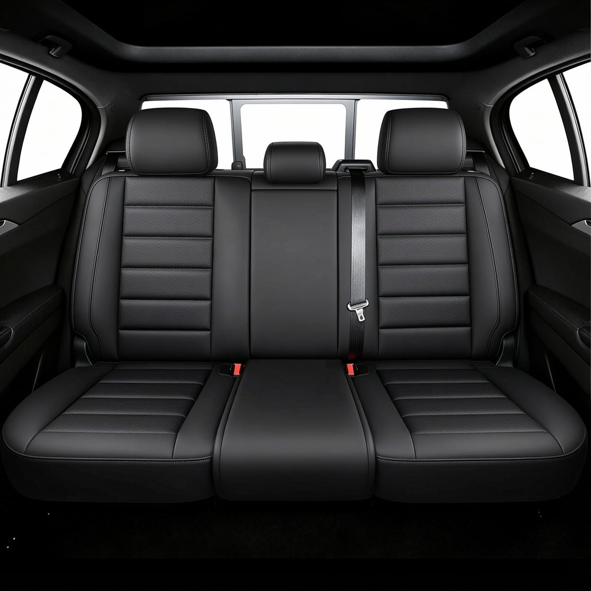Waterproof Nappa Leather Car Seat Covers 5 Seats Black Red K198202
